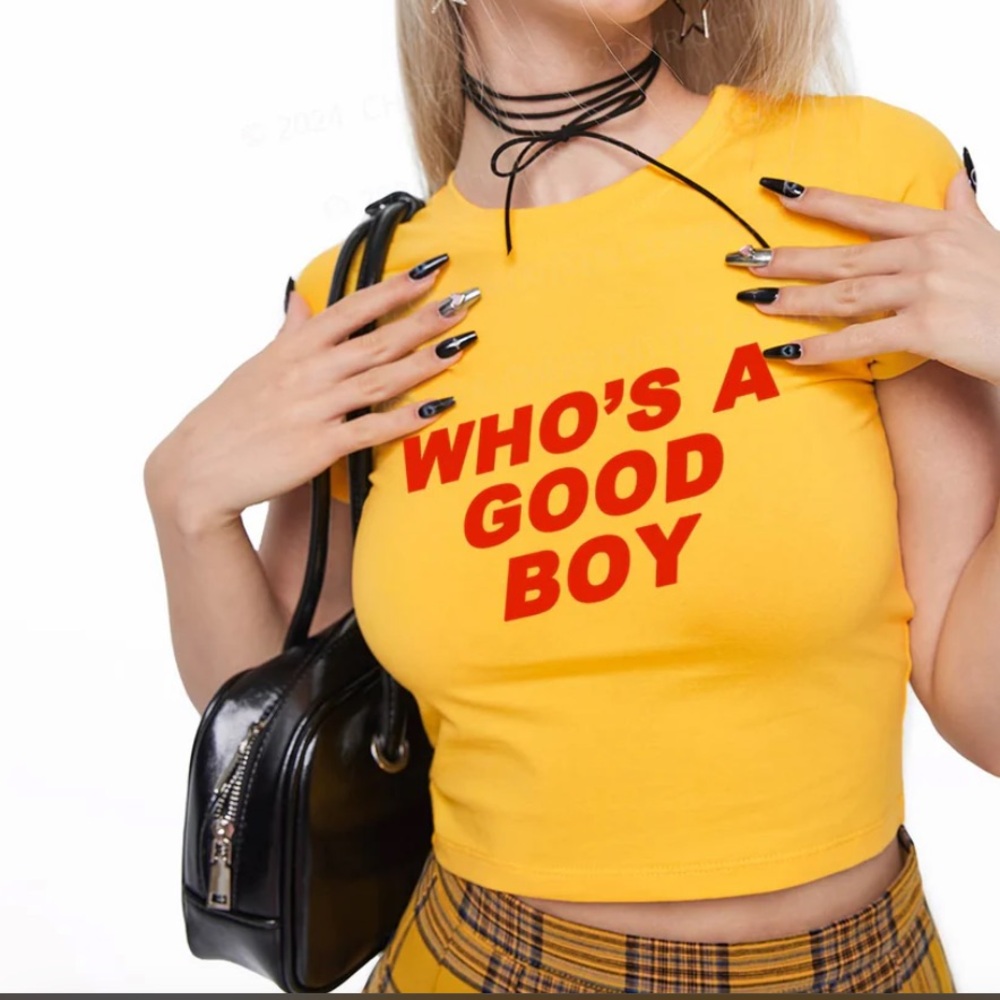 Who's A Good Boy Y2K Baby Tee Cherrykitten